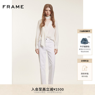 【春夏款】FRAME女士高腰高弹白色直筒牛仔裤 SLEEK STRAIGHT