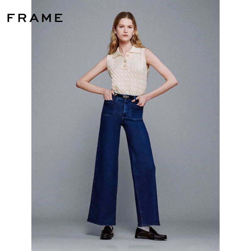 【2025春夏新款】FRAME女士高腰高弹阔腿牛仔裤 SLIM PALAZZO