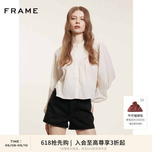 【春夏款】FRAME女士中腰A字水洗牛仔短裤 THE HANG 新品