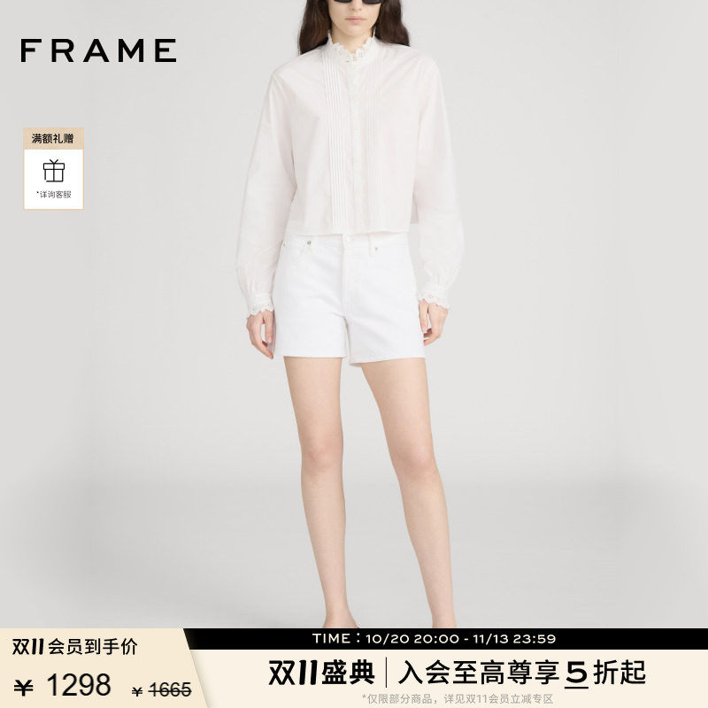 FRAME女士直筒牛仔短裤THE LONG HANG SHORT