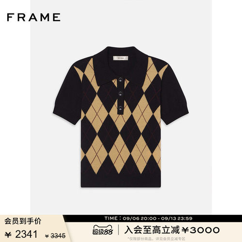 FRAME女士学院风复古百搭翻领短袖POLO衫