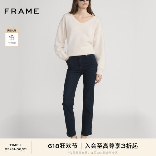 FRAME女士高腰高弹直筒牛仔裤SLEEK STRAIGHT