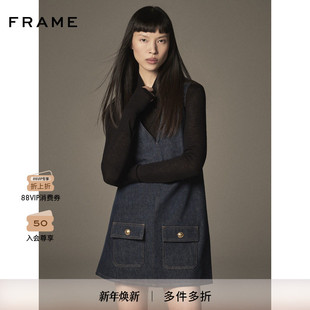 无袖 FRAME女士复古休闲时尚 新款 V领牛仔背心连衣裙 2025秋季
