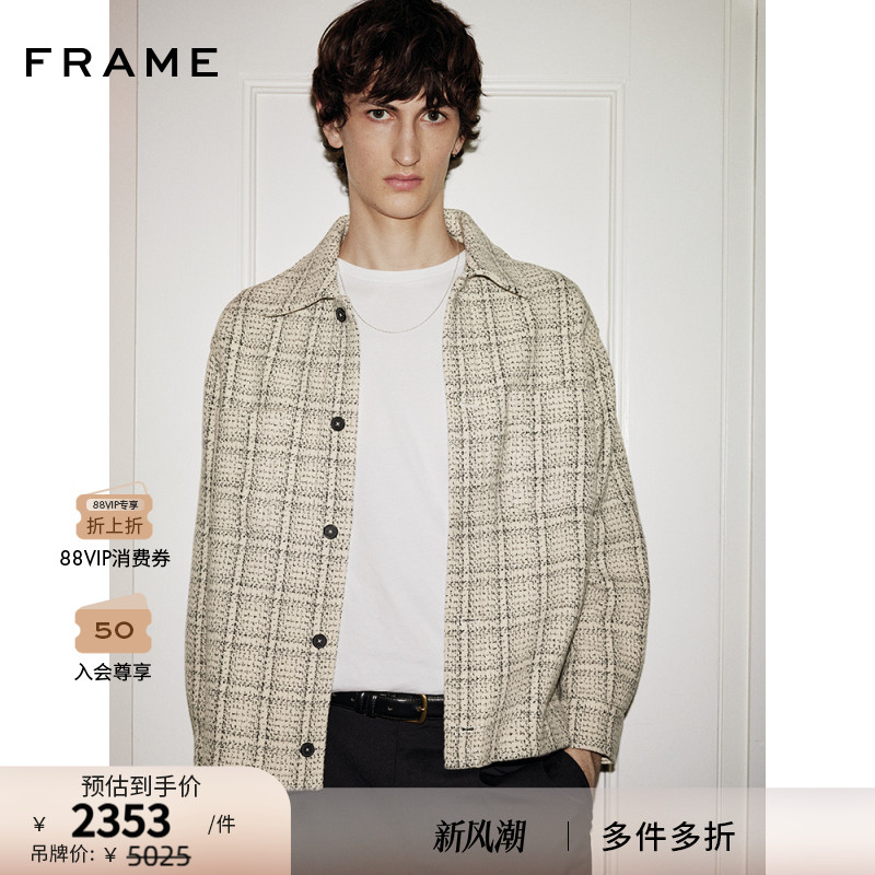 【秋冬新款】FRAME男女同款宽松休闲格纹衬衫外套美式校园