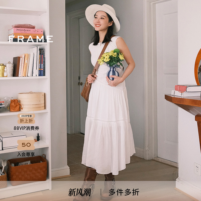 新款圆领白色亚麻FRAME