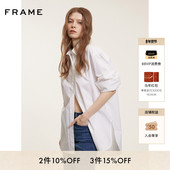 FRAME女士白色棉质翻领长款 OVERSIZE廓形衬衫