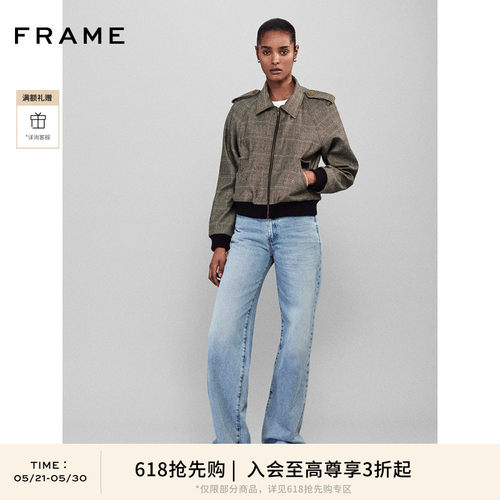 【618抢先购】FRAME女士毛边阔腿直筒牛仔裤美式WIDE LEG JANE