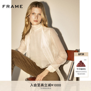 衬衫 FRAME女士法式 休闲松弛通勤系带飘带长袖