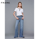 PIXIE 阔腿喇叭裤 FRAME女士挺括毛边牛仔裤 LAX 博主同款