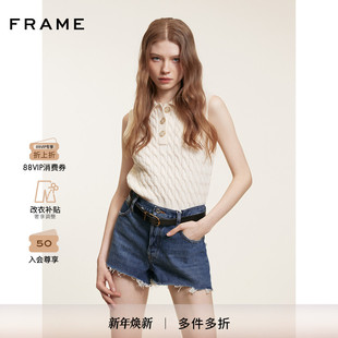 THE FRAME女士中腰毛边设计破洞牛仔短裤 HANG 2025新款