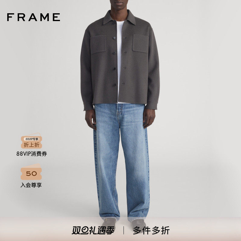 【2025秋冬新款】FRAME男士复古宽松简约双面羊毛毛呢夹克外套