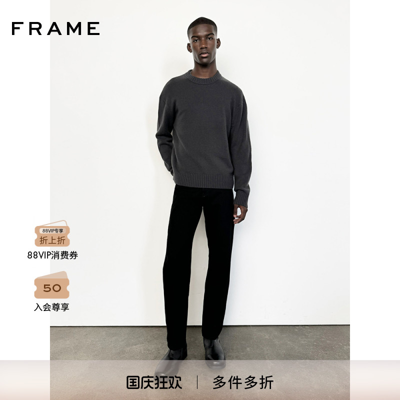 【秋冬新款】FRAME宽松深灰色男士套头圆领针织山羊绒毛衣