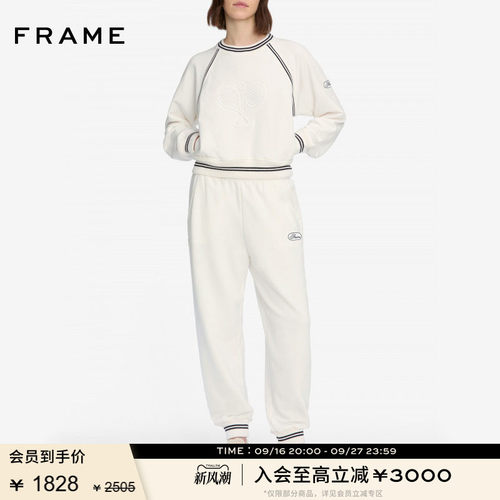 FRAME网球系列女士凸印压花休闲圆领长袖卫衣