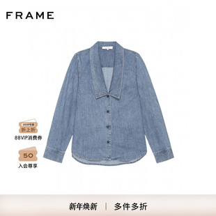 FRAME女士休闲V领牛仔长袖 新款 上衣衬衫 2025秋季