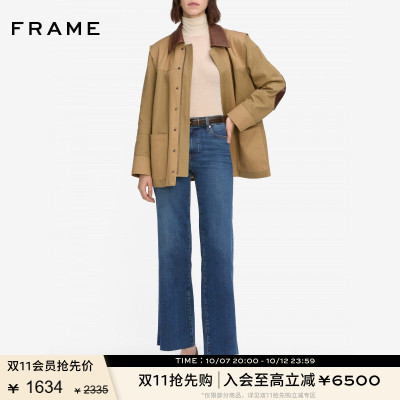 FRAME女士高腰毛边九分阔腿牛仔裤SLIM PALAZZO