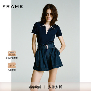 纸袋裤 FRAME女士腰带腰头短款 牛仔短裤 2025新款