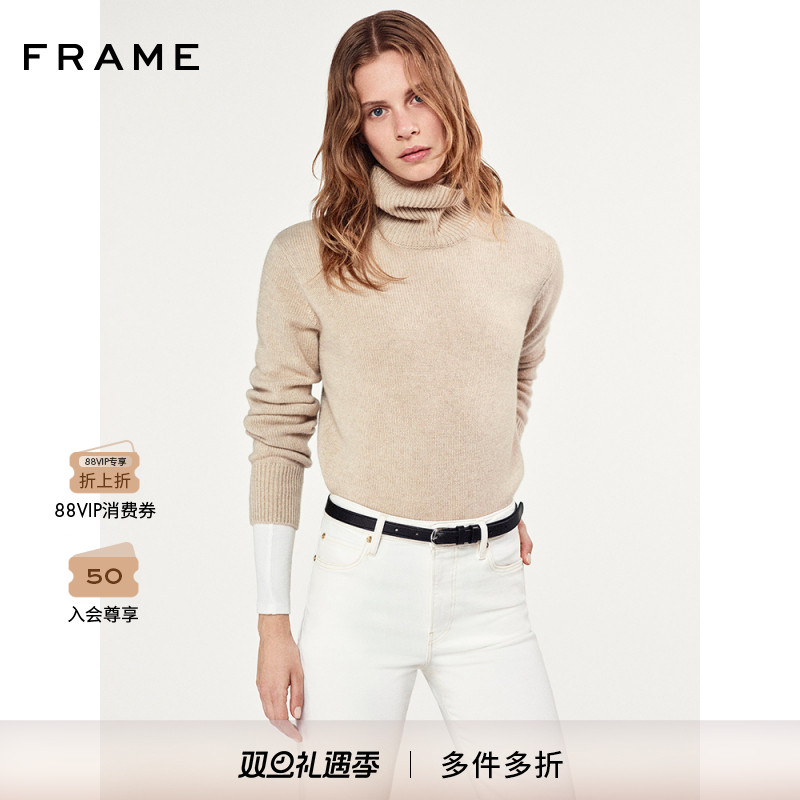 FRAME女士高领套头针织内搭山羊绒毛衣宽松休闲