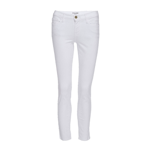 FRAME女士中腰紧身高弹白色九分牛仔裤女LE SKINNY