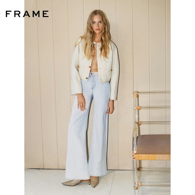 FRAME女士高腰高弹阔腿牛仔裤蓝色SLIM PALAZZO