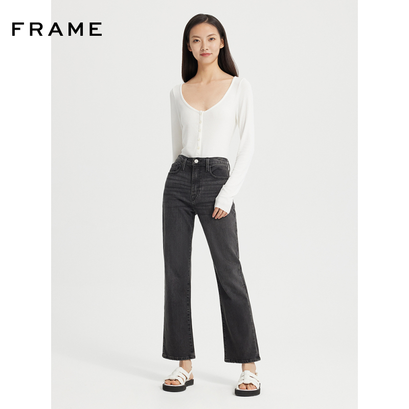 FRAME女士高腰中弹直筒牛仔裤复古LE JANE