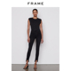 脚SKINNY 不规则裤 FRAME女士黑色高腰高弹紧身修身 牛仔裤