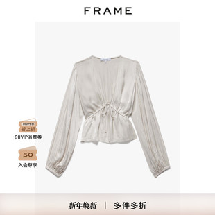 女装 款 春季 FRAME女V领系带上衣气质衬衫
