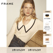 FRAME女士水手风V领休闲长袖 针织毛衣上衣