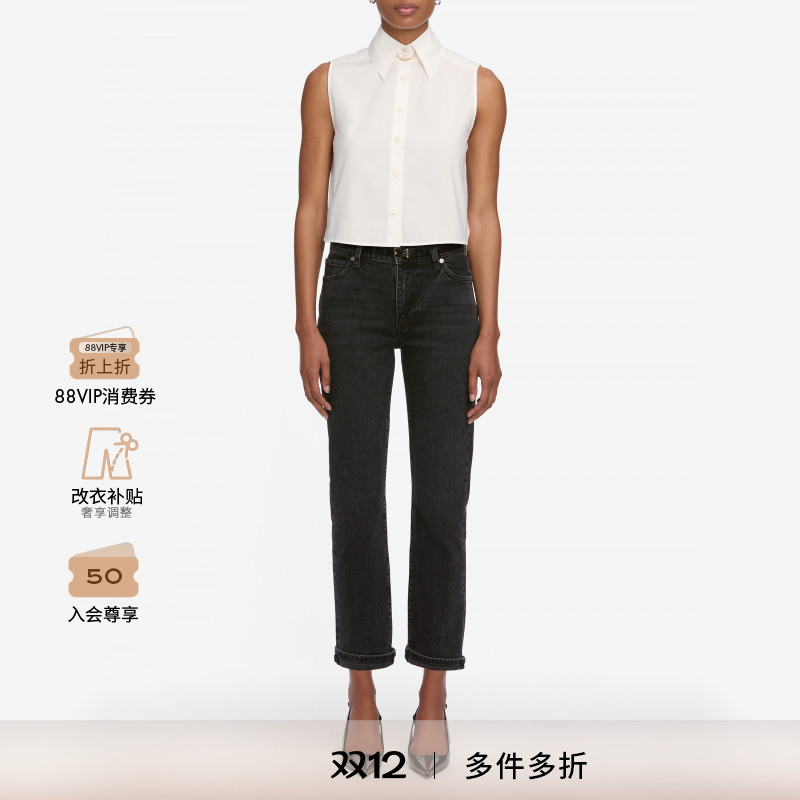 【2025秋季新款】FRAME女士复古中腰中弹修身直筒牛仔裤 BORROWED