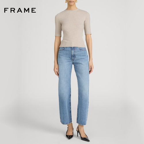 【春夏新品首降】FRAME女士修身圆领五分袖新款百搭休闲T恤上衣
