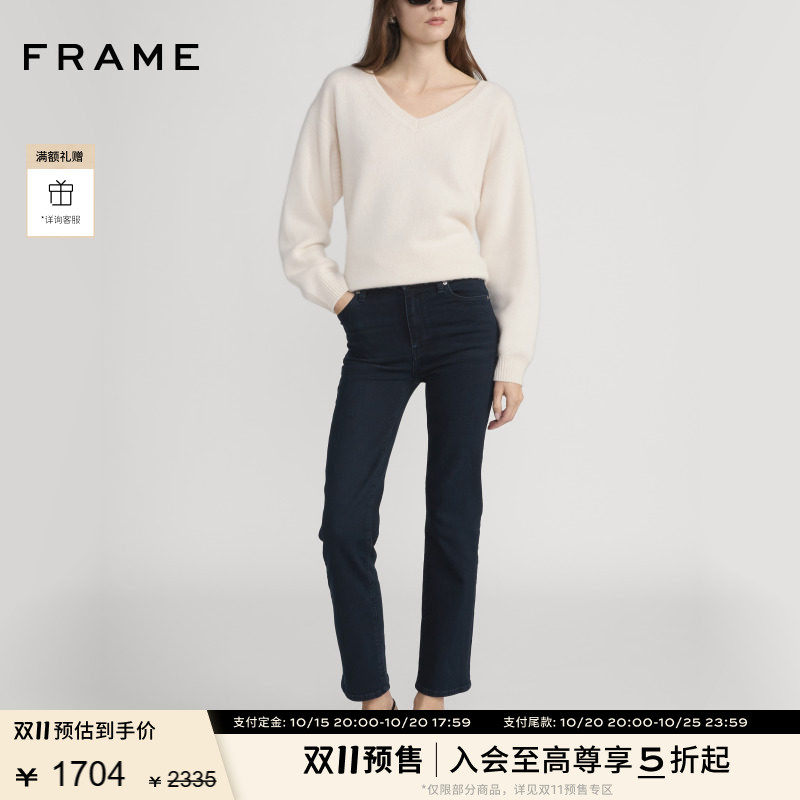 FRAME女士高腰高弹直筒牛仔裤SLEEK STRAIGHT