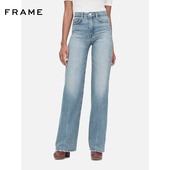 JANE FRAME女士高腰挺括宽松阔腿裤 复古磨白