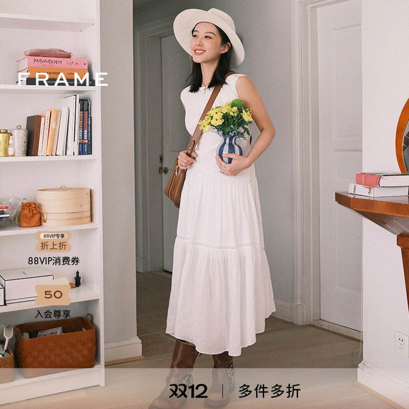 新款圆领白色亚麻FRAME