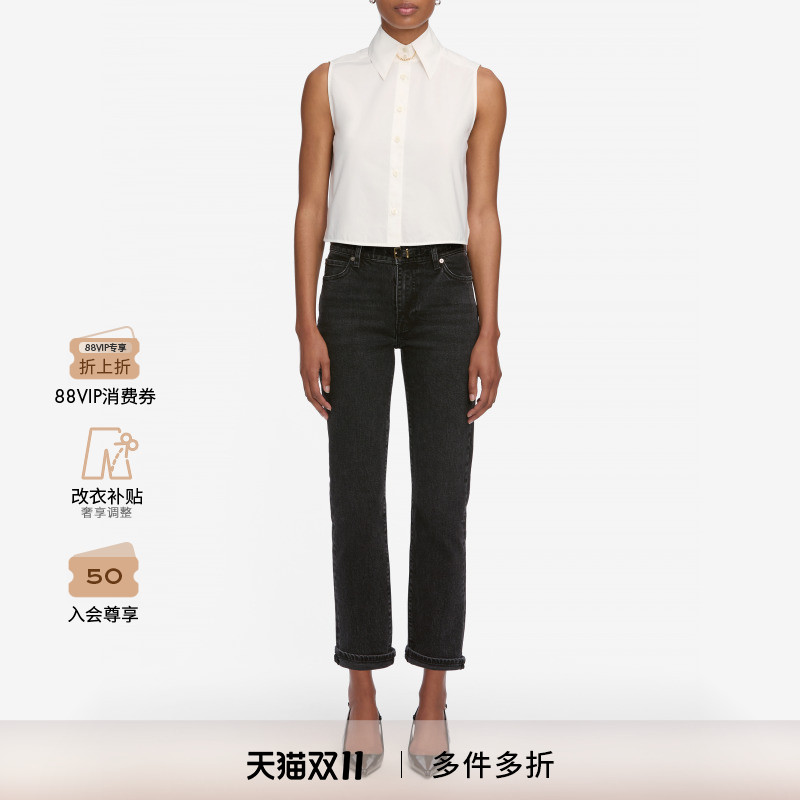 【2025秋季新款】FRAME女士复古中腰中弹修身直筒牛仔裤 BORROWED