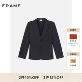 FRAME女士深蓝色条纹西装 外套日常通勤