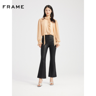 FRAME女士涂层弹性喇叭牛仔裤