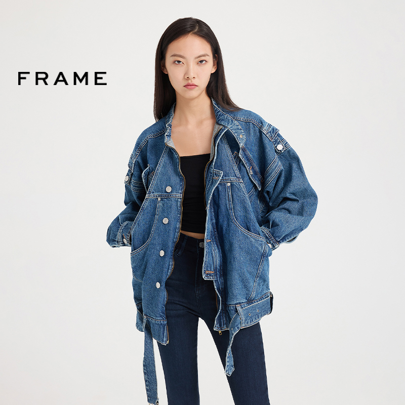 女士中长款拉链外套FRAME街头