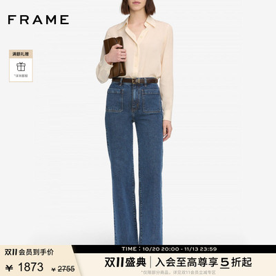 FRAME女士口袋款宽松直筒牛仔裤THE REFINED