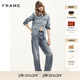 FRAME女士蓝色直筒牛仔裤 长裤 挺括通勤