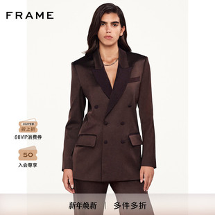 FRAME女士双排扣修身 外套气质 垫肩西装