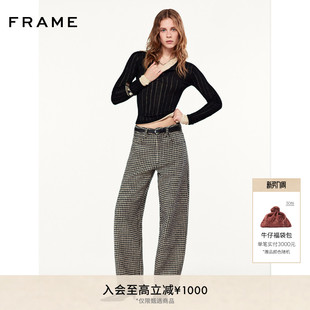 FRAME女士宽松直筒千鸟格裤 子BARREL