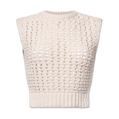 【春夏款】FRAME女士无袖白色针织粗线镂空马甲背心别致