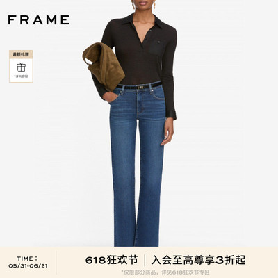 FRAME女士宽松高弹直筒水洗九分牛仔裤THE MELLOW