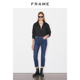 FRAME女士春秋深蓝高腰高弹直筒修身 牛仔裤