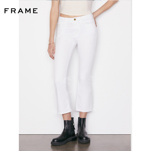 FRAME女士白色高弹牛仔裤美式长裤通勤