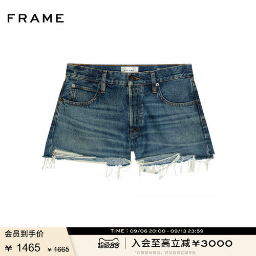 【春夏新品】FRAME女士复古毛须边休闲牛仔短裤HANG SHORT