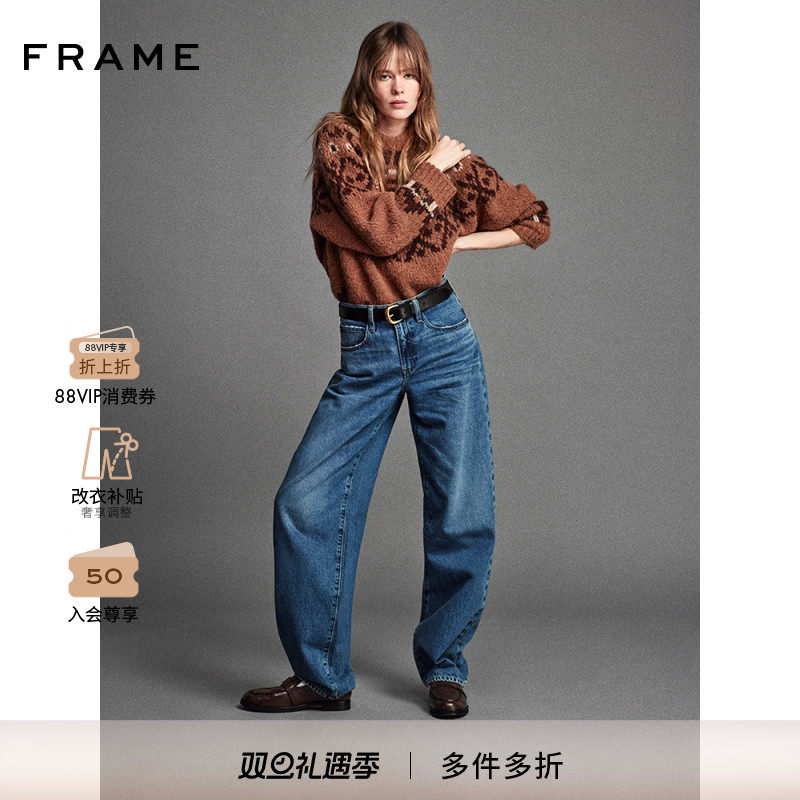 FRAME女士水洗牛仔裤休闲时尚桶形裤BARREL