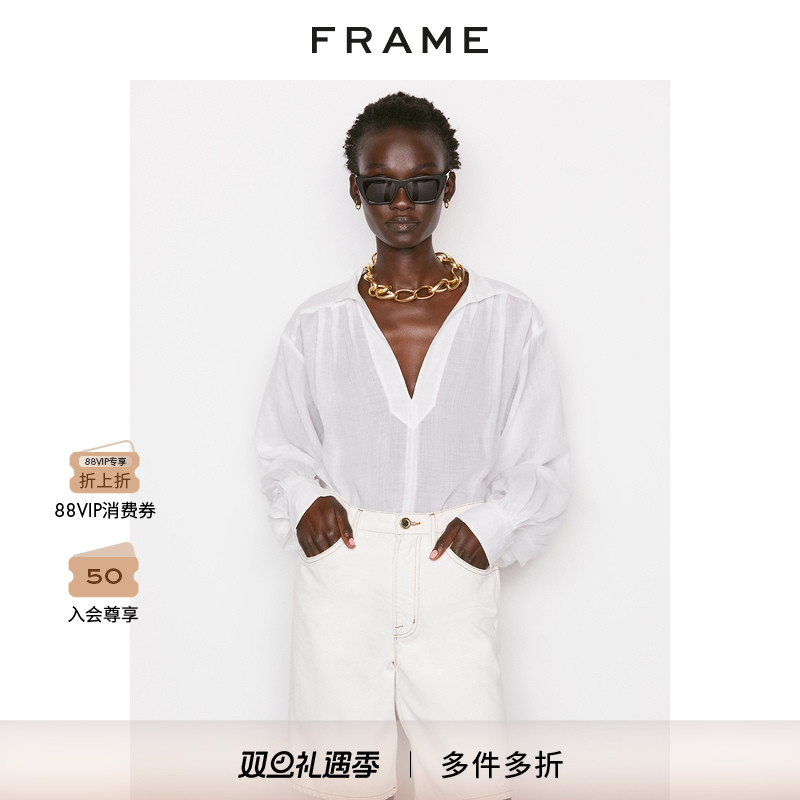 FRAME女薄纱上衣可立领薄纱frame