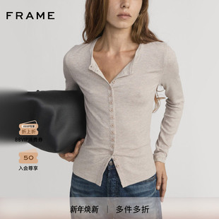 开衫 修身 FRAME女士长袖 T恤内搭打底上衣 2025秋冬新款