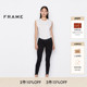 FRAME女士春秋黑白中腰高弹紧身牛仔裤 SKINNY 裤 脚毛边双色