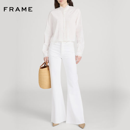 【春夏新品首降】FRAME女士通勤时尚简约纯色波浪领设计感衬衫